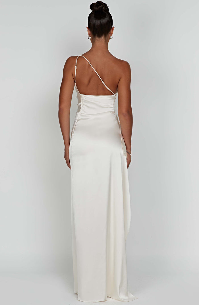 Calista One-Shoulder Satin Maxi Dress