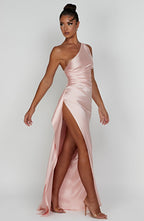 Calista One-Shoulder Satin Maxi Dress