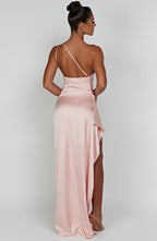 Calista One-Shoulder Satin Maxi Dress
