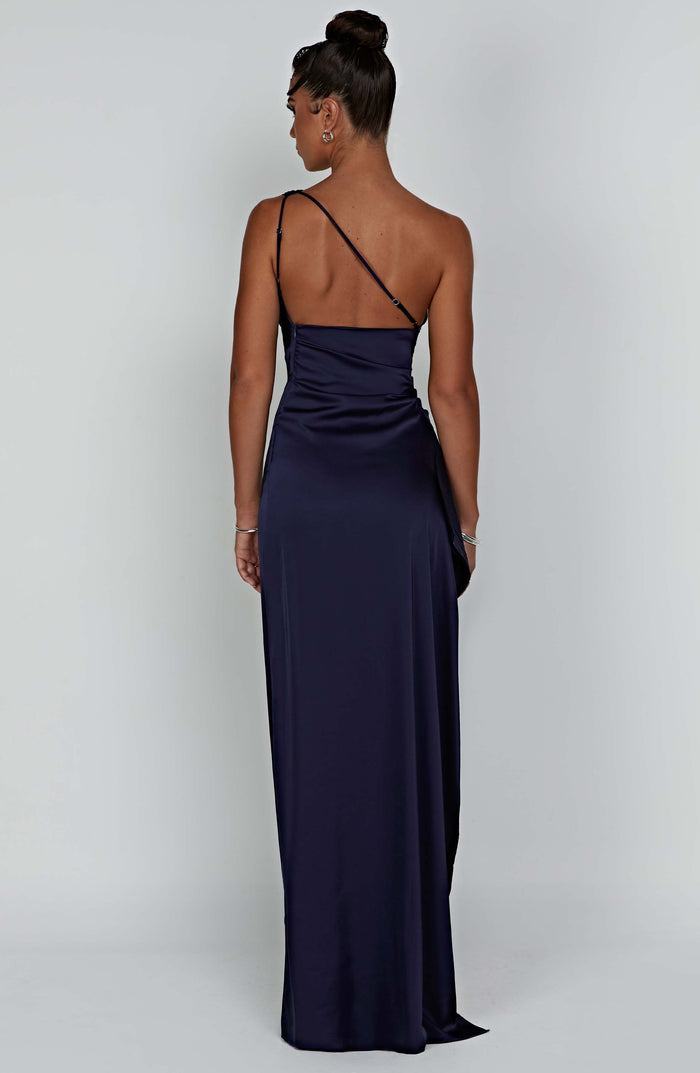 Calista One-Shoulder Satin Maxi Dress